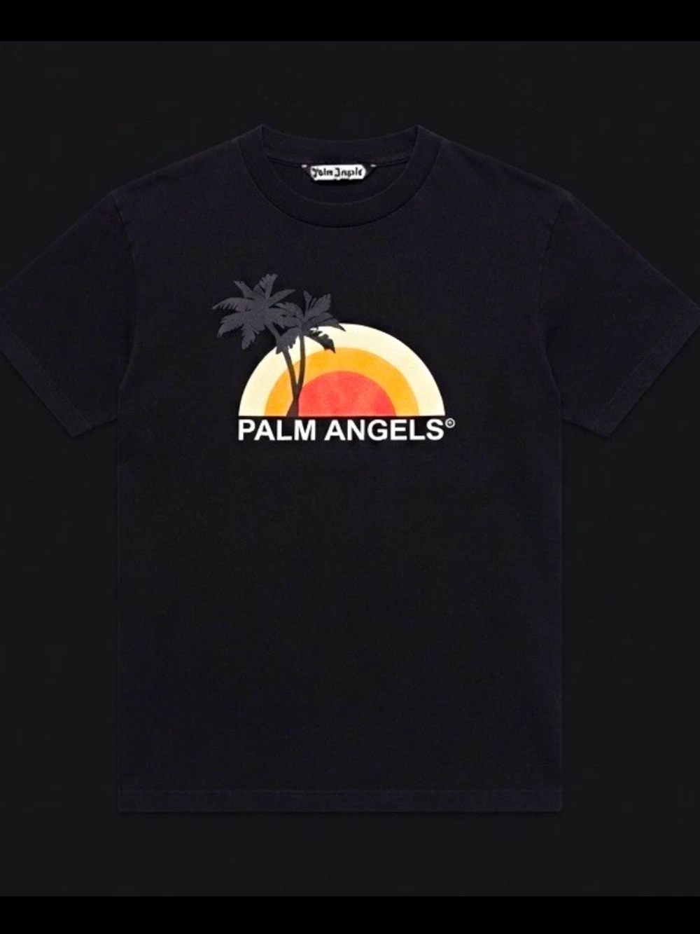 Palm Angels Black Tee with Sunset Palm Graphic Size S